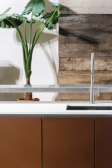 Embossed matt lacquered stainless steel light rust effect
