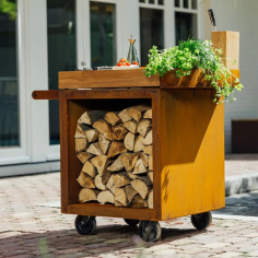 Mise en place table corten 65 pro teak