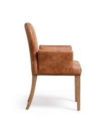 Стул с подлокотниками Stafford Leather Aged Tobacco фабрики OKA