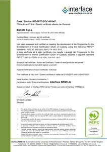 PEFC certificate Bellotti Spa
