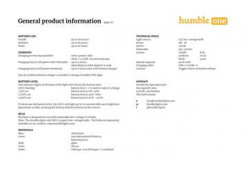 Humble ONE General product information (en)
